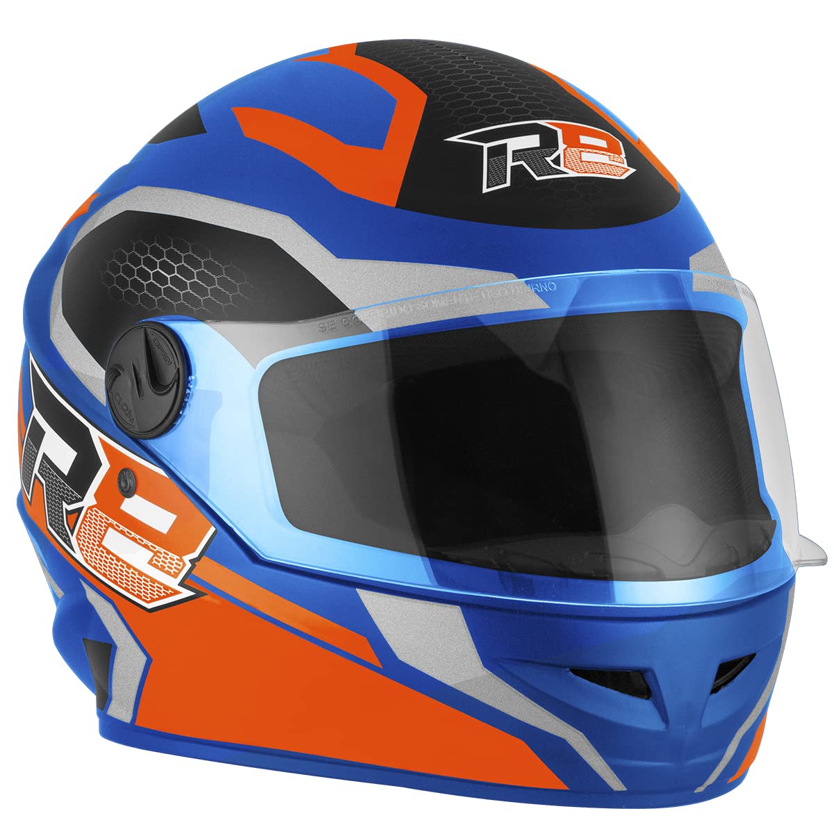CAPACETE FECHADO PRO TORK R8 AIR BRILHANTE LARANJA - AZUL TAM. 56
